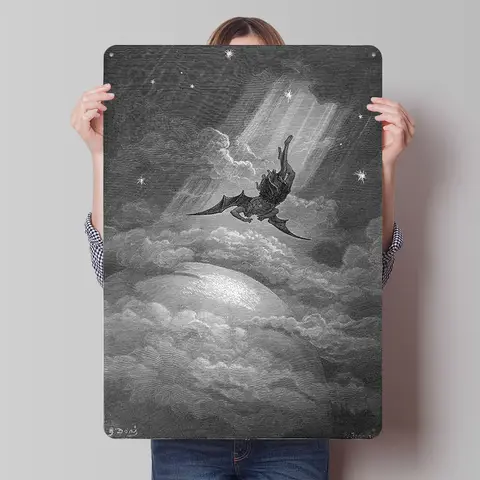 Satan afstammt op aarde metalen poster tin borden kantoor decor aangepaste metalen bord voor muur kunst decoratie vintage interieur retro