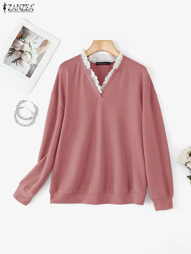 ZANZEA 2022, женские осенние свитера, вязаные пуловеры с длинными рукавами, модные повседневные кружевные лоскутные свитера с v-образным вырезом, свободный уличный трикотаж
ZANZEA 2022, женские осенние свитера, вязаные пуловеры с длинными рукавами, модные повседневные кружевные лоскутные свитера с v-образным вырезом, свободный уличный трикотаж