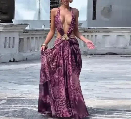 Dresses 2025 New Women's Sexy Backless Leopard Print Summer Fashion Long Dress Beach Style Vacation Deep V-Neck Maxi Dress
Dresses 2025 New Women's Sexy Backless Leopard Print Summer Fashion Long Dress Beach Style Vacation Deep V-Neck Maxi Dress