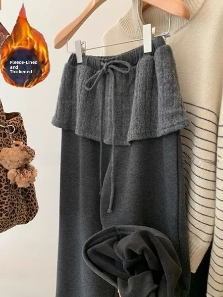Thickened Fleece Lined Straight Leg Pants Deep Grey Casual Slim Fit Loose Trousers Winter New Style Outdoor Fashionable Skirt
Thickened Fleece Lined Straight Leg Pants Deep Grey Casual Slim Fit Loose Trousers Winter New Style Outdoor Fashionable Skirt