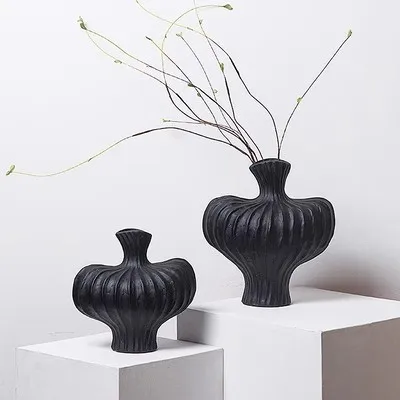 Wabi-sabi abstract art matte black ceramic flower ware TV cabinet decorative ornament
Wabi-sabi abstract art matte black ceramic flower ware TV cabinet decorative ornament