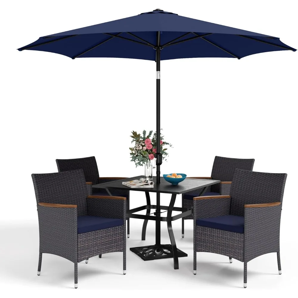 Sophia & William 5 Pieces Outdoor Dining Set with 9ft Navy Patio Umbrella, 4 Seat Patio Dining Set with Square Metal Patio Table
Sophia & William 5 Pieces Outdoor Dining Set with 9ft Navy Patio Umbrella, 4 Seat Patio Dining Set with Square Metal Patio Table