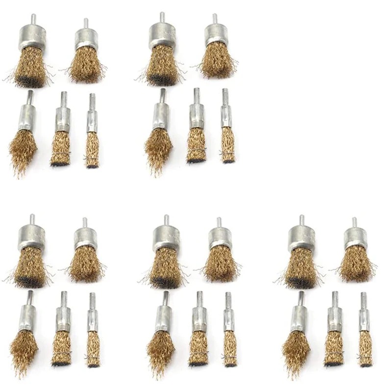 25Pcs 1/4Inch Shank Brass Coated Wire Brush Wheel Set End Brush Drill Brush Cup For Drill Tool Removal Of Rust
25Pcs 1/4Inch Shank Brass Coated Wire Brush Wheel Set End Brush Drill Brush Cup For Drill Tool Removal Of Rust