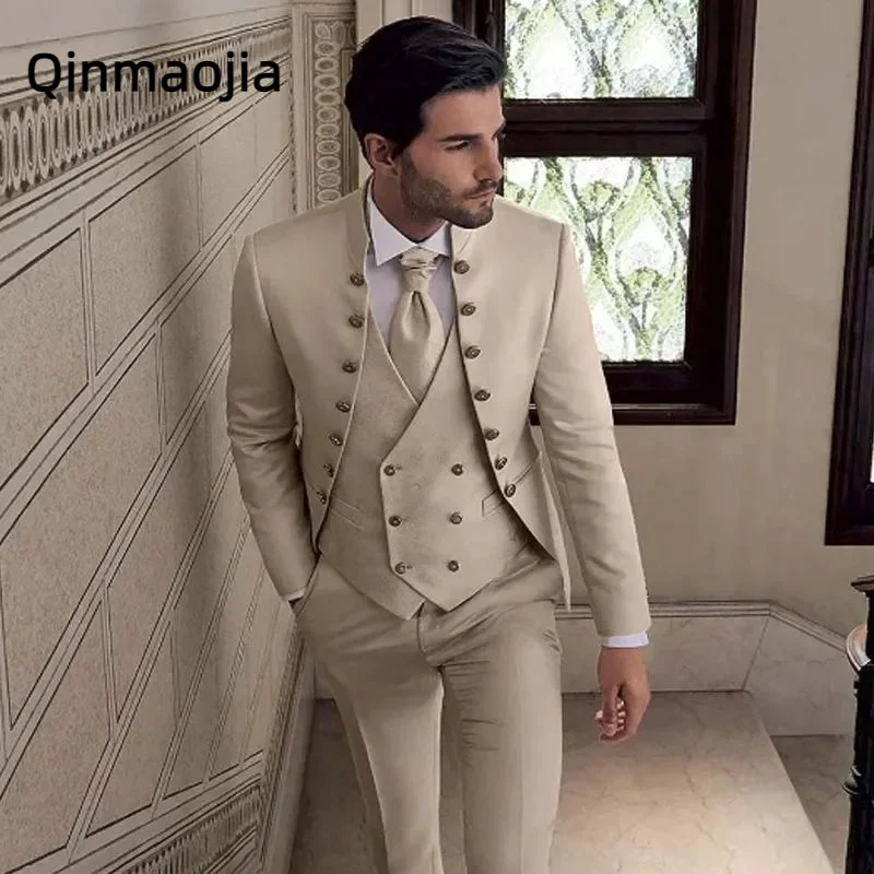 2024 Stand Collar Double Breasted Suits for Men 3 Piece Fashion Causal Formal Prom Party Groom Casual Wedding Tuxedo Costume
2024 Stand Collar Double Breasted Suits for Men 3 Piece Fashion Causal Formal Prom Party Groom Casual Wedding Tuxedo Costume