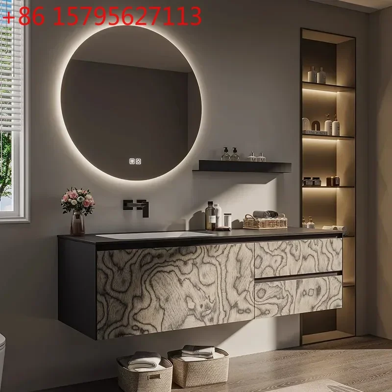 Washbasin cabinet, modern style bathroom cabinet, seamless ceramic integrated basin made of slate
Washbasin cabinet, modern style bathroom cabinet, seamless ceramic integrated basin made of slate