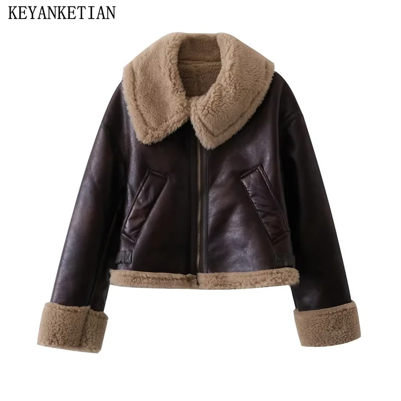KEYANKETIAN New Winter Women's Lambskin Jacket Vintage Style Zipper Short Faux Leather Thick Jacke Warm Jaqueta Feminina
KEYANKETIAN New Winter Women's Lambskin Jacket Vintage Style Zipper Short Faux Leather Thick Jacke Warm Jaqueta Feminina