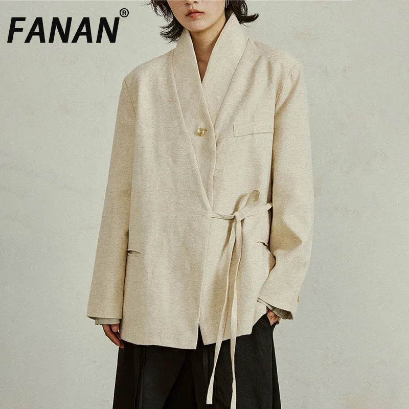 FANAN Asymmetric Lace-up Gathered Waist Blazers Women's V Neck Long Sleeve Fit Temperament Female Coats 2025 Spring New Fashion
FANAN Asymmetric Lace-up Gathered Waist Blazers Women's V Neck Long Sleeve Fit Temperament Female Coats 2025 Spring New Fashion