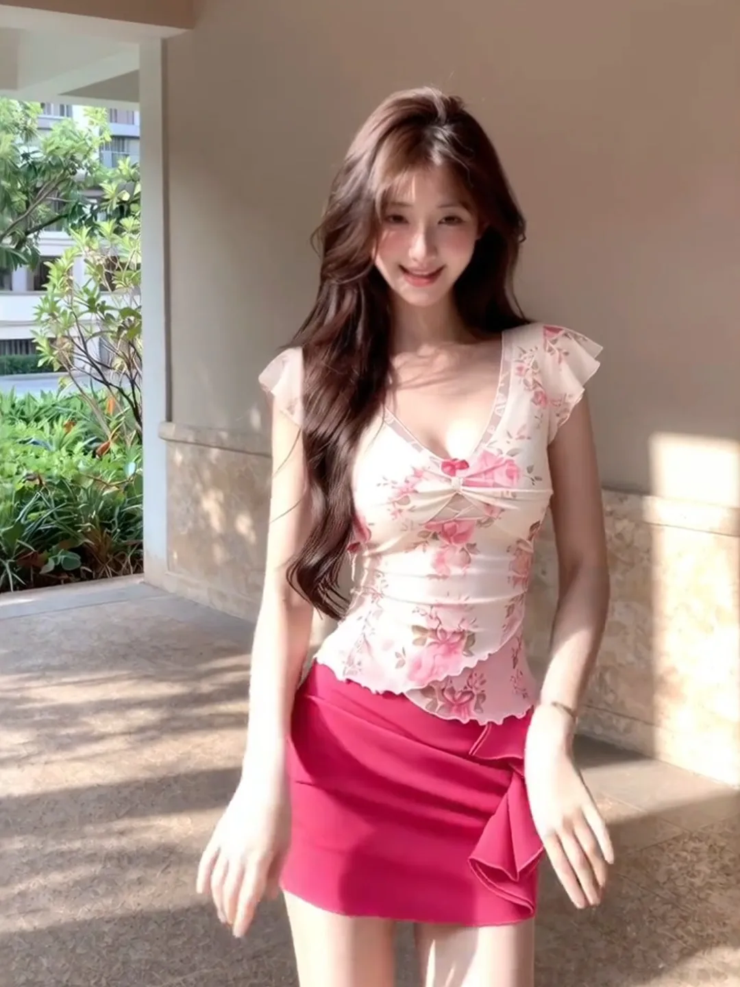 Sweet Floral V-neck Sexy Top And Wrap-around Skirt Two-piece Set Women's Summer New Style Elegant Slimming Fashion Ensemble
Sweet Floral V-neck Sexy Top And Wrap-around Skirt Two-piece Set Women's Summer New Style Elegant Slimming Fashion Ensemble