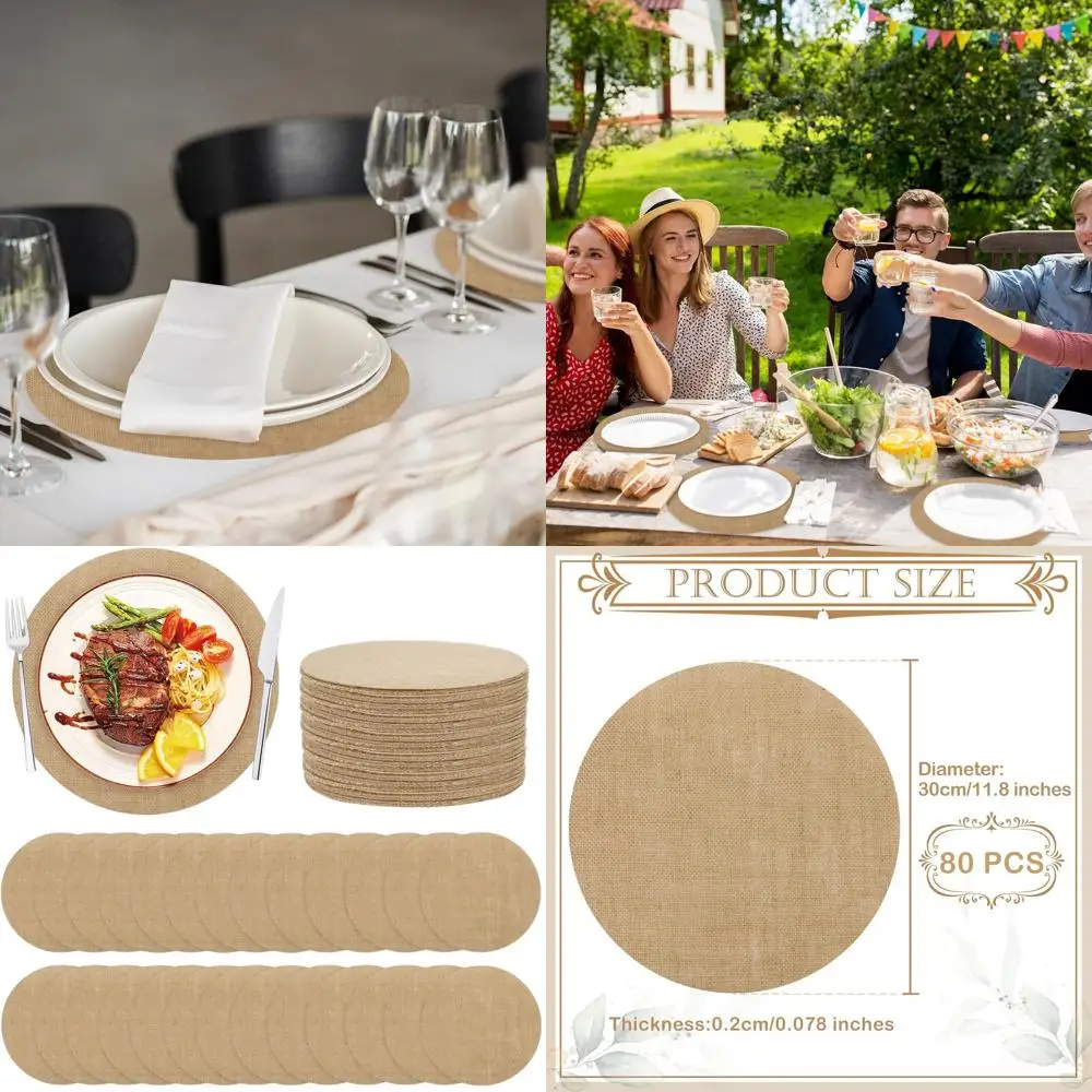 Набор из 80 круглых подставок под тарелки из мешковины, 11,8 дюймов, многоразовые джутовые салфетки для стола, термостойкие, для декора в деревенском стиле и ежедневного использования
Набор из 80 круглых подставок под тарелки из мешковины, 11,8 дюймов, многоразовые джутовые салфетки для стола, термостойкие, для декора в деревенском стиле и ежедневного использования