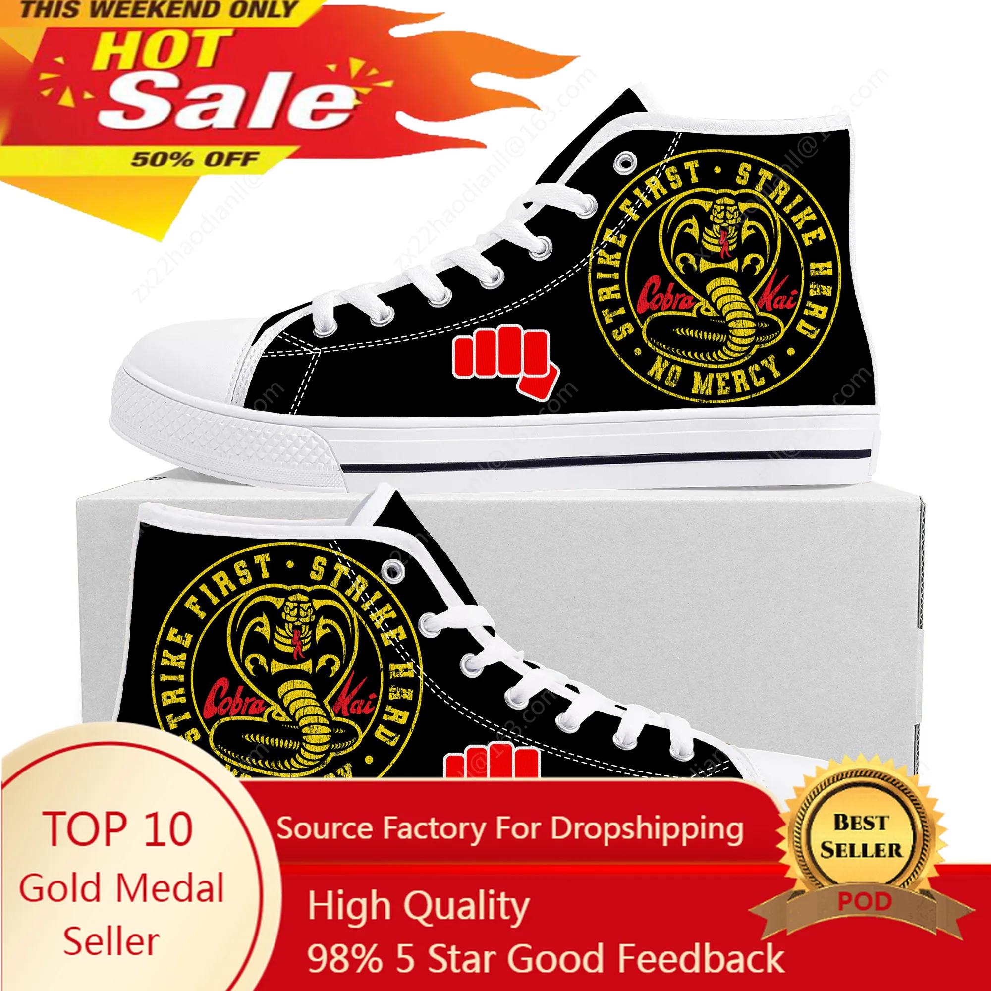 Hot Cobra Kai No Mercy Snake High Top Shoes Mens Womens Teenager Canvas Sneaker High Quality Casual Couple Sneakers Custom Shoe
Hot Cobra Kai No Mercy Snake High Top Shoes Mens Womens Teenager Canvas Sneaker High Quality Casual Couple Sneakers Custom Shoe