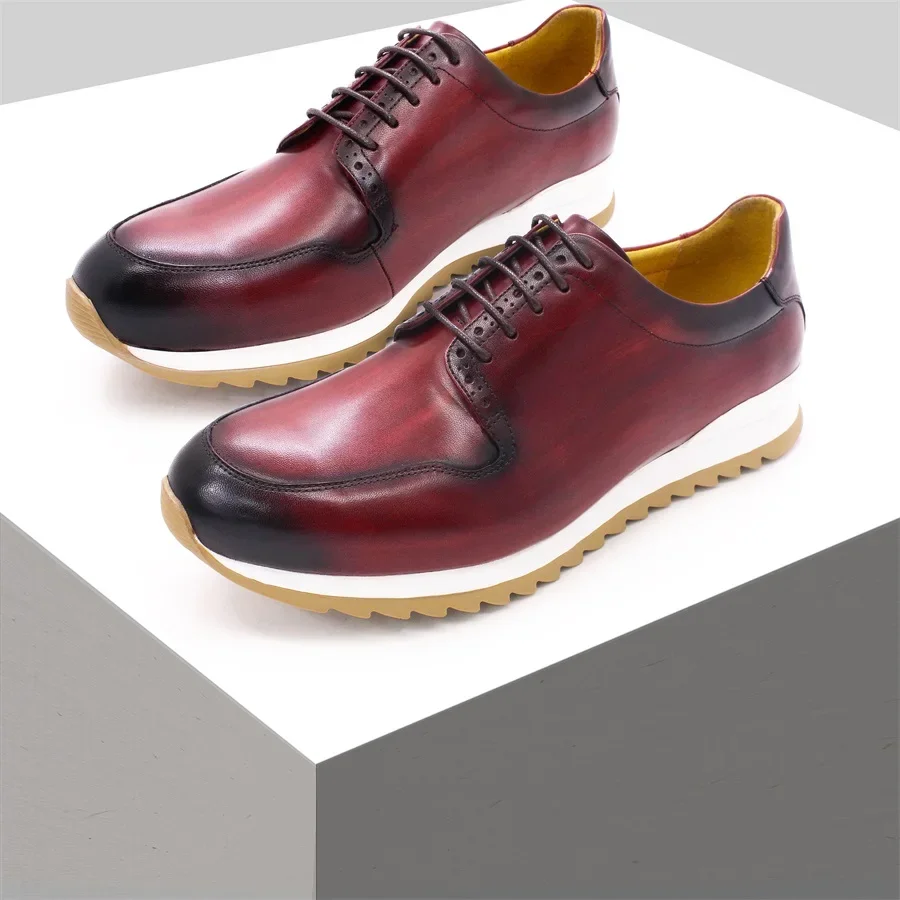 Men's Cowhide Casual Shoes Red Lace Handmade Fashion Comfortable Non-Slip Outdoor Sports Banquet Leather Footwear
Men's Cowhide Casual Shoes Red Lace Handmade Fashion Comfortable Non-Slip Outdoor Sports Banquet Leather Footwear