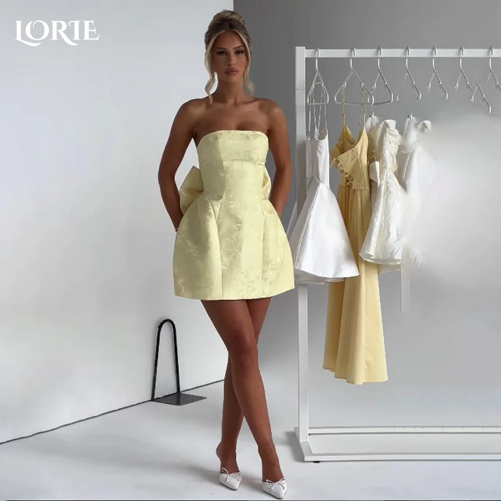 LORIE Strapless Lace Mini Evening Dresses Flower Print A-Line Elegant Backless Arabia Prom Gown Short Bow Party Dress Customized
LORIE Strapless Lace Mini Evening Dresses Flower Print A-Line Elegant Backless Arabia Prom Gown Short Bow Party Dress Customized