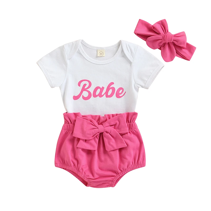 3 Pcs Baby Girls Casual Outfits Letter Print Short Sleeve Round Neck Romper Solid Color Paper Bag Pants with Bow Headband
3 Pcs Baby Girls Casual Outfits Letter Print Short Sleeve Round Neck Romper Solid Color Paper Bag Pants with Bow Headband
