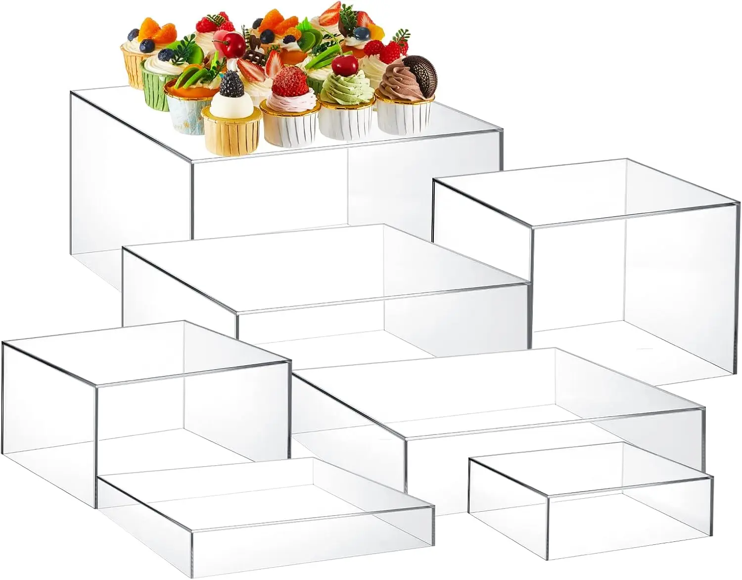 7-Piece Acrylic Display Riser Set, 6" to 12", Clear Square Stands for Dessert Table and Catering Supplies
7-Piece Acrylic Display Riser Set, 6" to 12", Clear Square Stands for Dessert Table and Catering Supplies