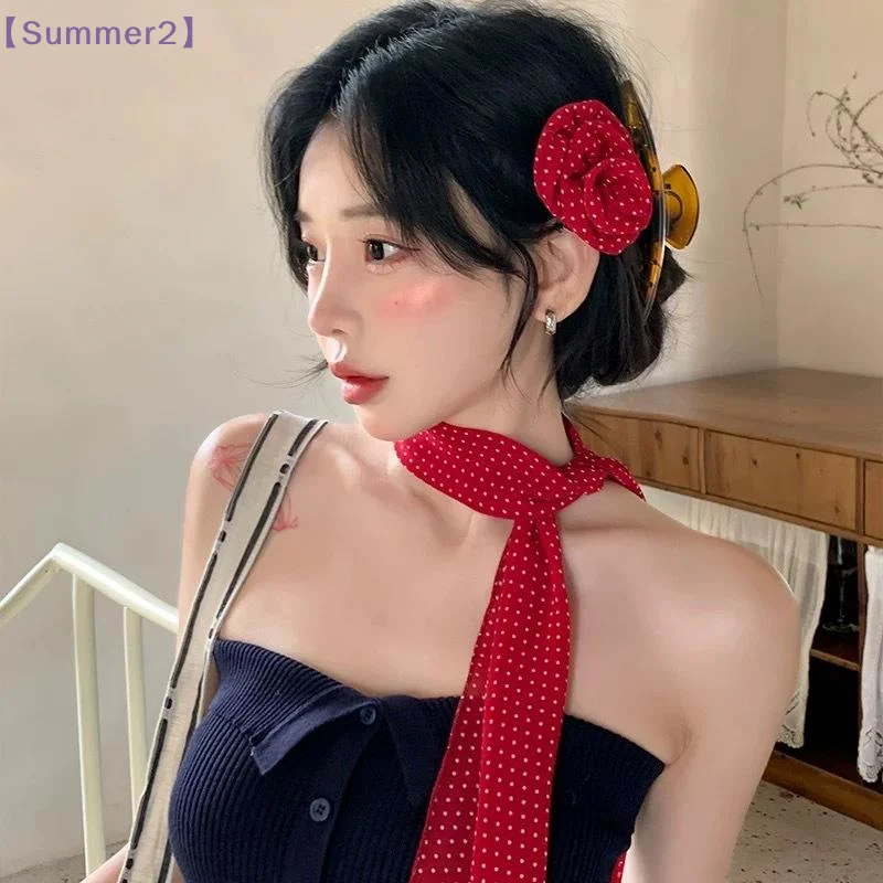 【Xia2】Floral Polka Dot Printed Chiffon Scarf With Rose Decor Sweet Neck Long Scarf For Women Dress Shirt Accessory Bag Charms{S}
【Xia2】Floral Polka Dot Printed Chiffon Scarf With Rose Decor Sweet Neck Long Scarf For Women Dress Shirt Accessory Bag Charms{S}