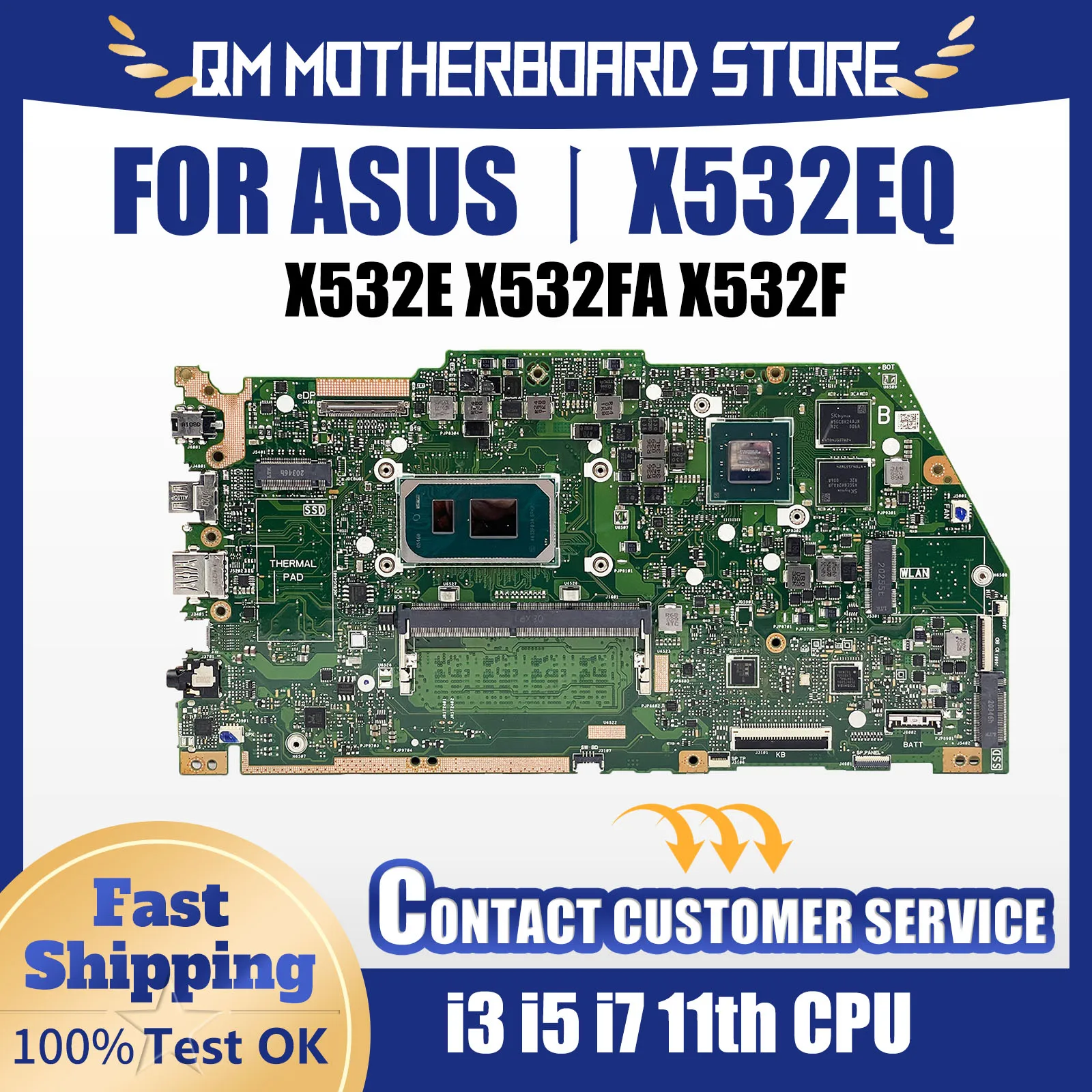 Материнская плата X532EQ для ASUS VivoBook S15 X532E X532EQ X532FA X532F, материнская плата для ноутбука с i3 i5 i7 11-й процессор 4G/8G-RAM DDR4
Материнская плата X532EQ для ASUS VivoBook S15 X532E X532EQ X532FA X532F, материнская плата для ноутбука с i3 i5 i7 11-й процессор 4G/8G-RAM DDR4