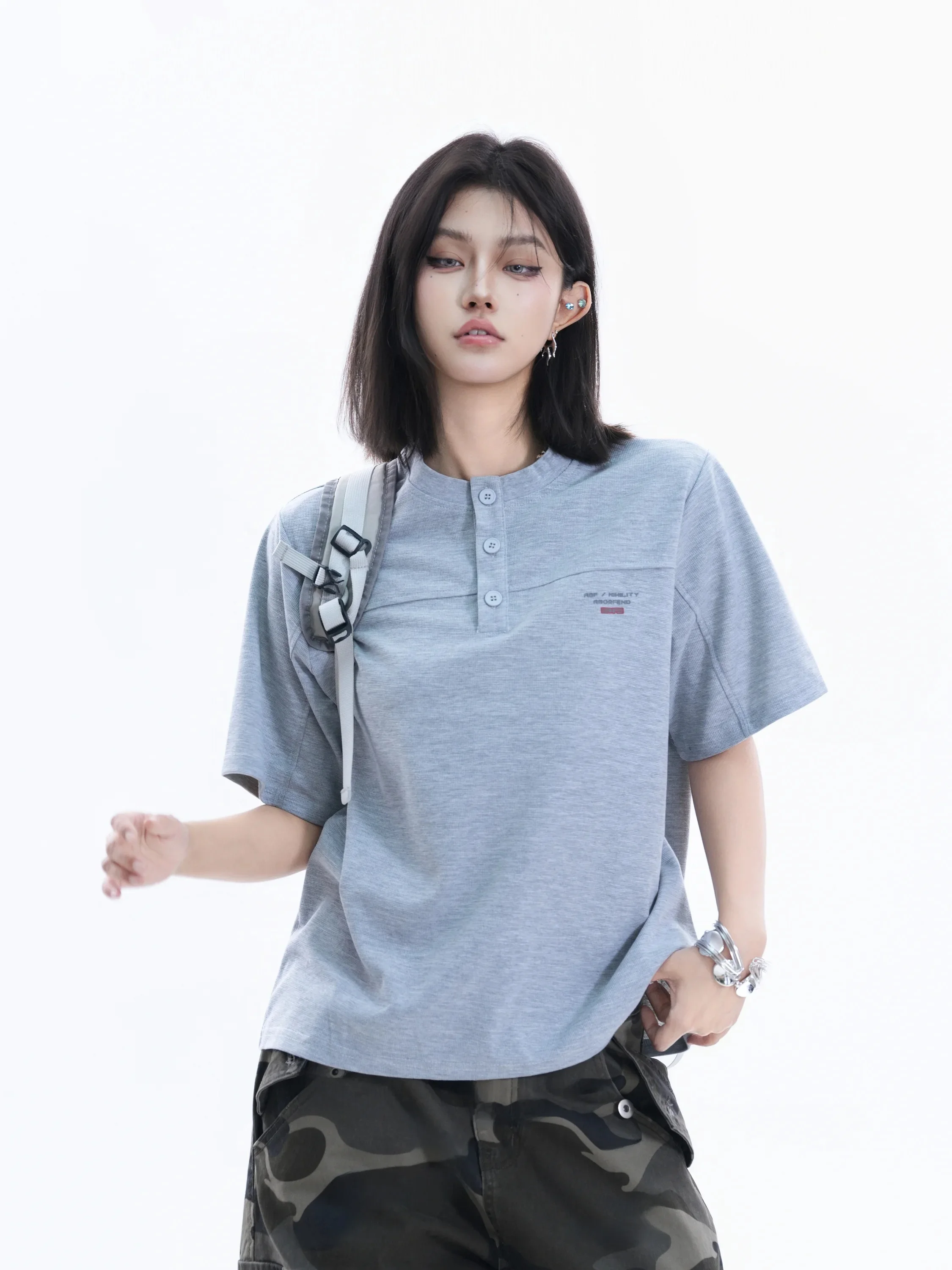 Loose Cotton Short Sleeve T-Shirt Women's Henry Collar Retro American Style Couple's Casual Streetwear Small Ball Ball
Loose Cotton Short Sleeve T-Shirt Women's Henry Collar Retro American Style Couple's Casual Streetwear Small Ball Ball