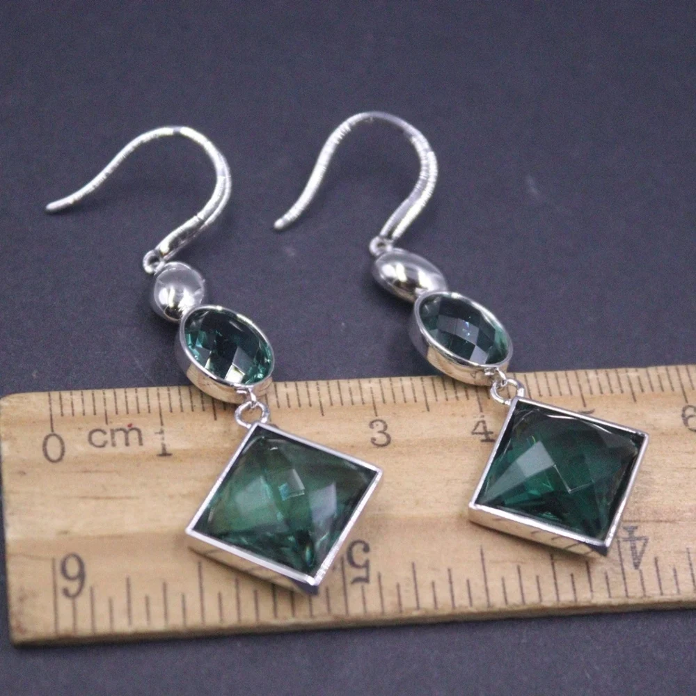 Real Solid 925 Sterling Silver Dangle Women Lucky Green Crystal Oval Square Earrings
Real Solid 925 Sterling Silver Dangle Women Lucky Green Crystal Oval Square Earrings