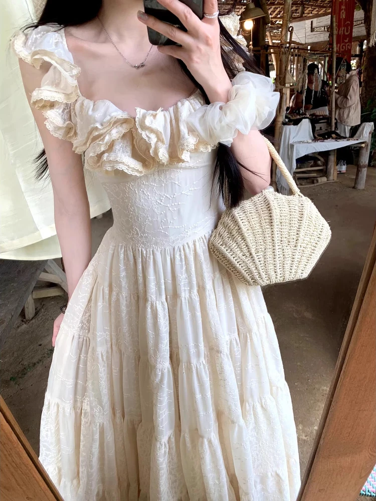 Summer French Elegant Dresses Women Backless High Waist Design Dresses Female Chic Retro Sweet Korean Popular Clothes 2026 New
Summer French Elegant Dresses Women Backless High Waist Design Dresses Female Chic Retro Sweet Korean Popular Clothes 2026 New