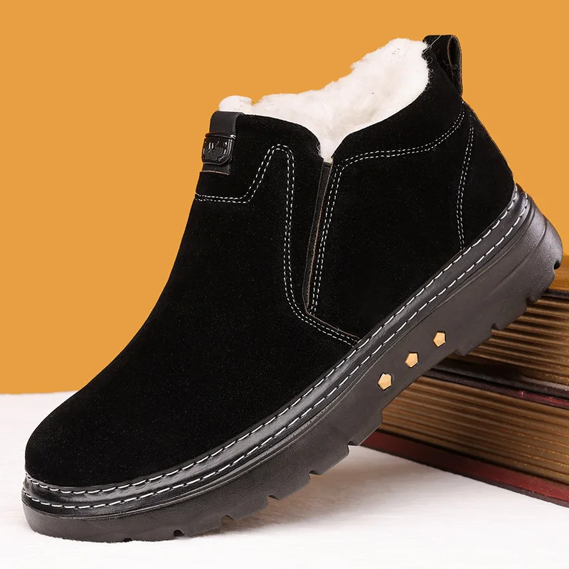 Men Snow Boots New Large-sized Winter Men's Cotton Shoes Fashion Anti-slip Cold-proof Thickened Warm Boots Fleece Cotton Boots