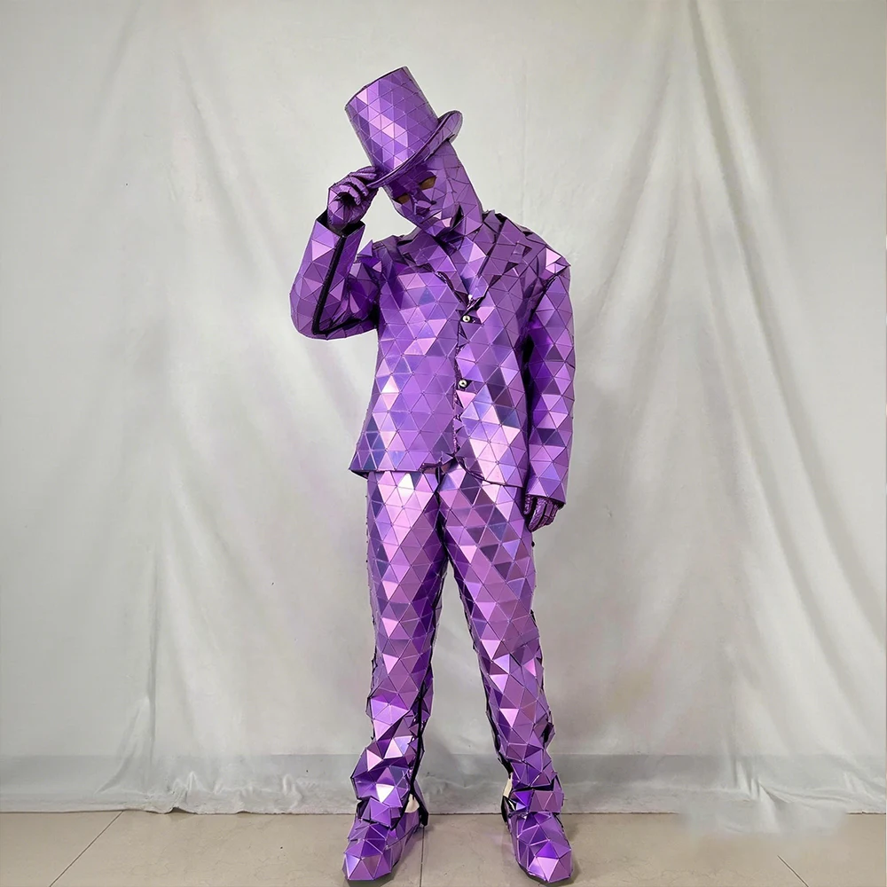 Purple Mirror Costume Suit Costume Hat Mask Gloves Hand Sewn Stage Show Christmas Halloween Cosplay Nightclub Party Costume
Purple Mirror Costume Suit Costume Hat Mask Gloves Hand Sewn Stage Show Christmas Halloween Cosplay Nightclub Party Costume