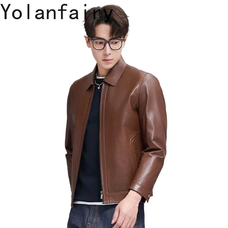 YOLANFAIRY 100% Genuine Leather Jacket Man Top Layer Goatskin Coat 2025 High Quality Short Leather Jackets Casual Business Wear
YOLANFAIRY 100% Genuine Leather Jacket Man Top Layer Goatskin Coat 2025 High Quality Short Leather Jackets Casual Business Wear