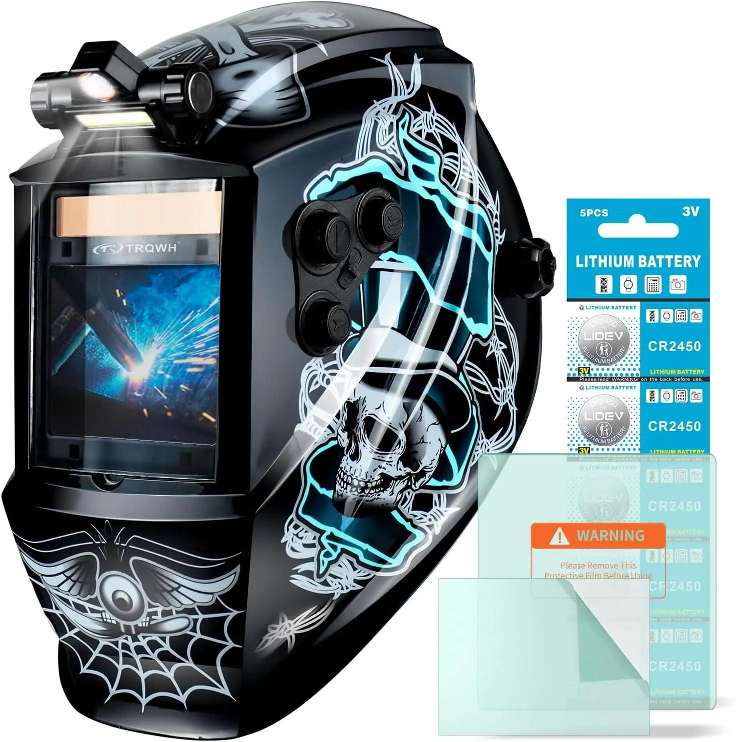 Auto Darkening Welding Helmet with Large Viewing Area, Solar Powered, Adjustable Shade Range 4~13 for Welder Mask and Grinding
Auto Darkening Welding Helmet with Large Viewing Area, Solar Powered, Adjustable Shade Range 4~13 for Welder Mask and Grinding
