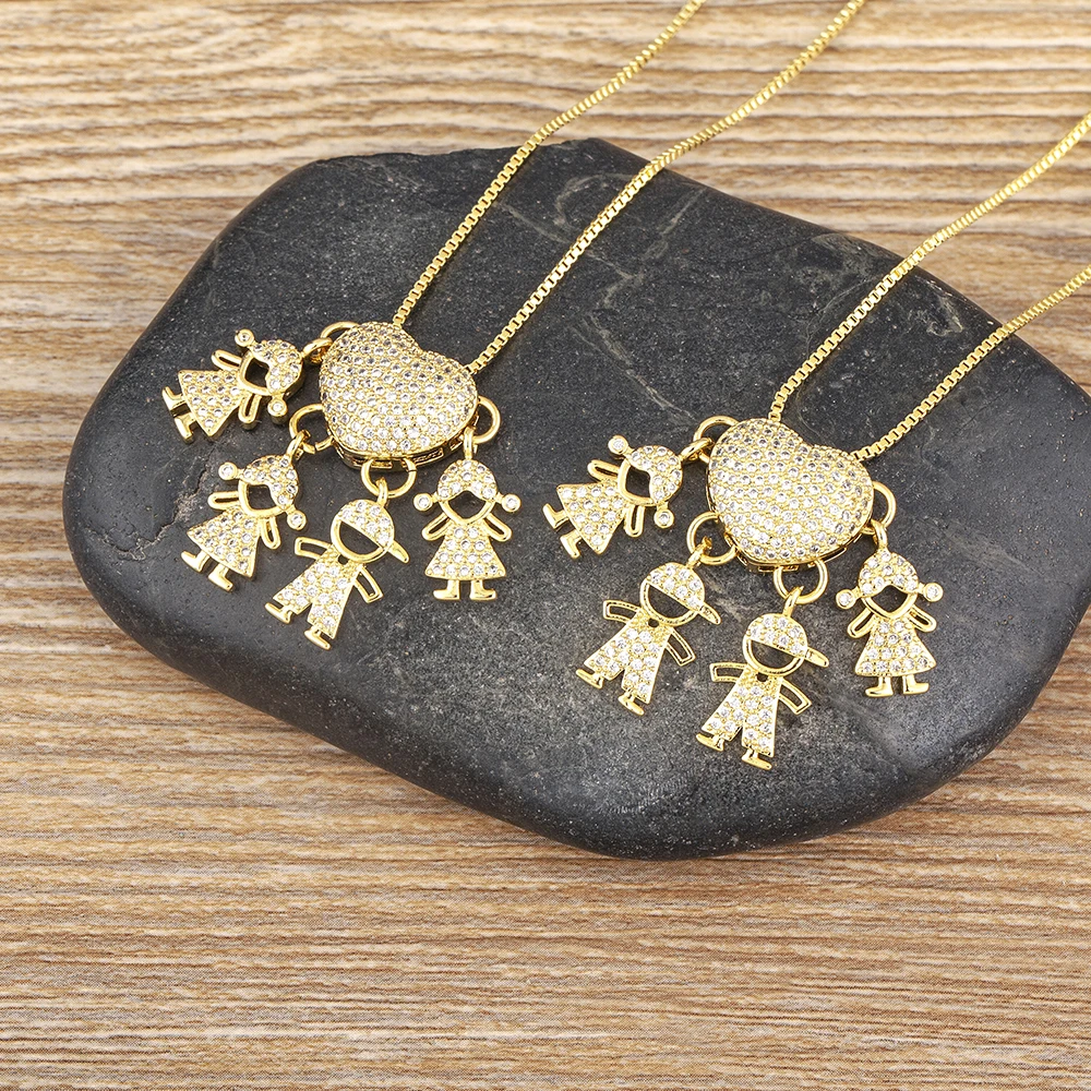 Nidin Hot Sale Fashion Boys and Girls Pendant Necklaces Gold Color Clavicle Chain Neck Zircon Family Jewelry Mother's Day Gift
Nidin Hot Sale Fashion Boys and Girls Pendant Necklaces Gold Color Clavicle Chain Neck Zircon Family Jewelry Mother's Day Gift