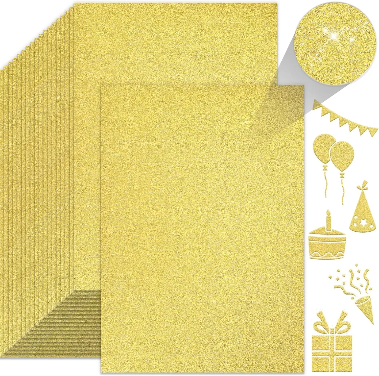 27 Sheets Gold Glitter Cardstock, A4, 250GSM, Heavyweight Sparkle Paper for Crafts, Card Making, Scrapbooking, DIY
27 Sheets Gold Glitter Cardstock, A4, 250GSM, Heavyweight Sparkle Paper for Crafts, Card Making, Scrapbooking, DIY