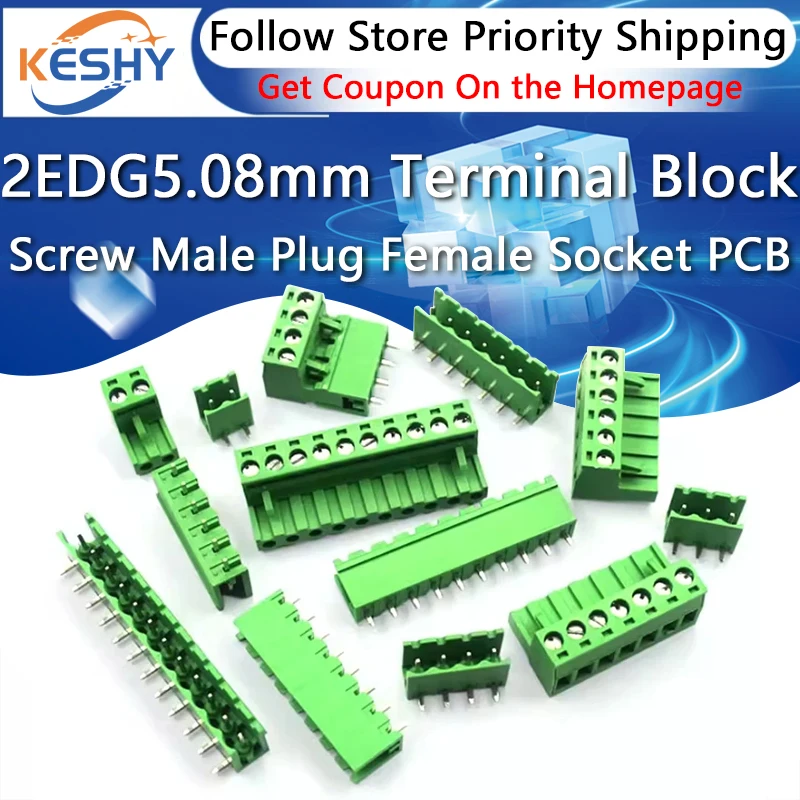 5Sets 2EDG 5.08mm Pcb Screw Terminal Block Male Female Connector Straight/Angle Pin Plug 2/3/4/5/6/7/8/9/10/12Pin 5.08mm Pitch
5Sets 2EDG 5.08mm Pcb Screw Terminal Block Male Female Connector Straight/Angle Pin Plug 2/3/4/5/6/7/8/9/10/12Pin 5.08mm Pitch