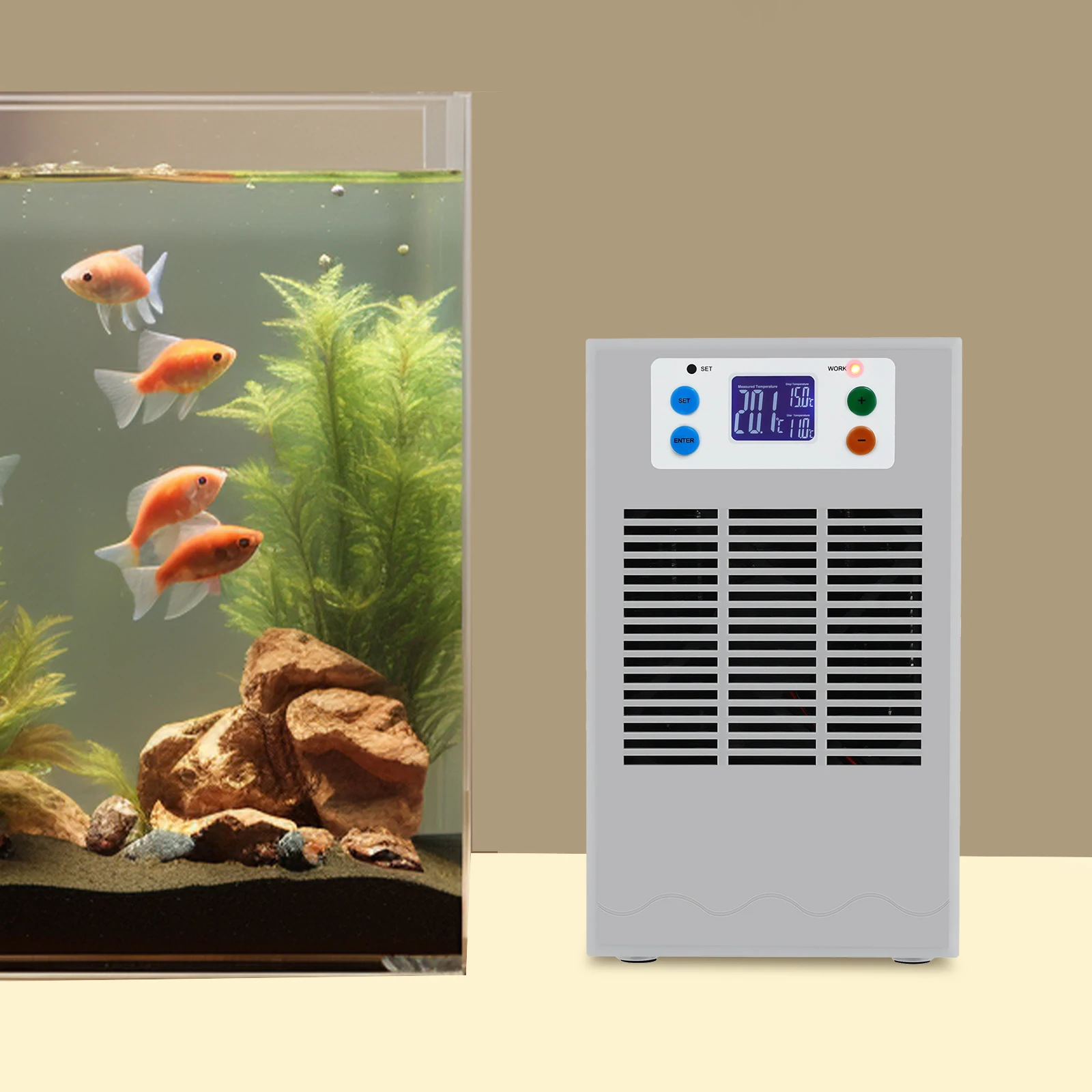 100W Heating Cooling Machine, 20-35L Aquarium Water Chiller 30L/7.93GAL Aquarium Water Chiller for Fish Shrimp Coral Reef Tanks
100W Heating Cooling Machine, 20-35L Aquarium Water Chiller 30L/7.93GAL Aquarium Water Chiller for Fish Shrimp Coral Reef Tanks