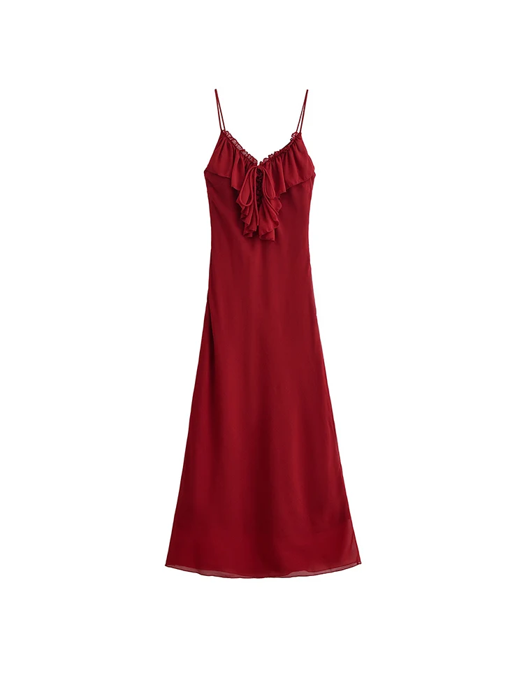 Women Summer MIDI Strap Dress 2025 Vintage Solid Chiffon Cascading Ruffle Bow Female Elegant Street Strapless Dresses Clothing
Women Summer MIDI Strap Dress 2025 Vintage Solid Chiffon Cascading Ruffle Bow Female Elegant Street Strapless Dresses Clothing