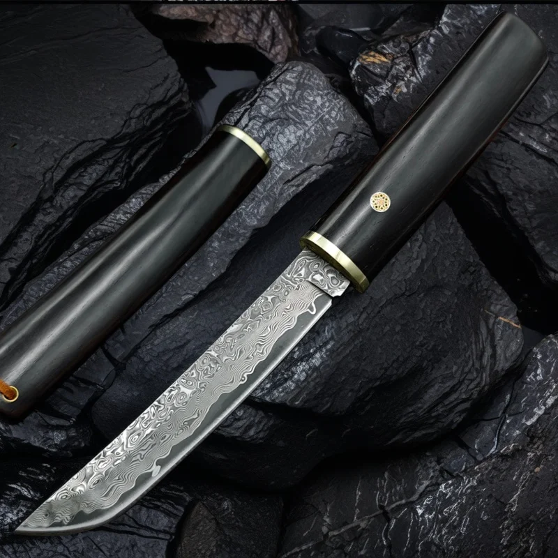 Handmade Damascus Pattern Blade Utility Knife, High Hardness Sharp Cutting Tool with Black Sheath for Home & Camping
Handmade Damascus Pattern Blade Utility Knife, High Hardness Sharp Cutting Tool with Black Sheath for Home & Camping