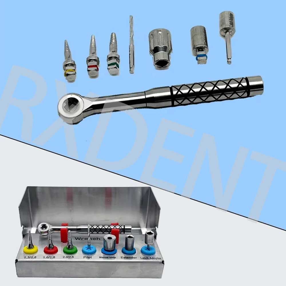 8 шт., набор для удаления зубных имплантатов, расширитель костей, SOS, набор для удаления сломанного приспособления, гаечный ключ с храповым механизмом, инструмент для имплантации
8 шт., набор для удаления зубных имплантатов, расширитель костей, SOS, набор для удаления сломанного приспособления, гаечный ключ с храповым механизмом, инструмент для имплантации