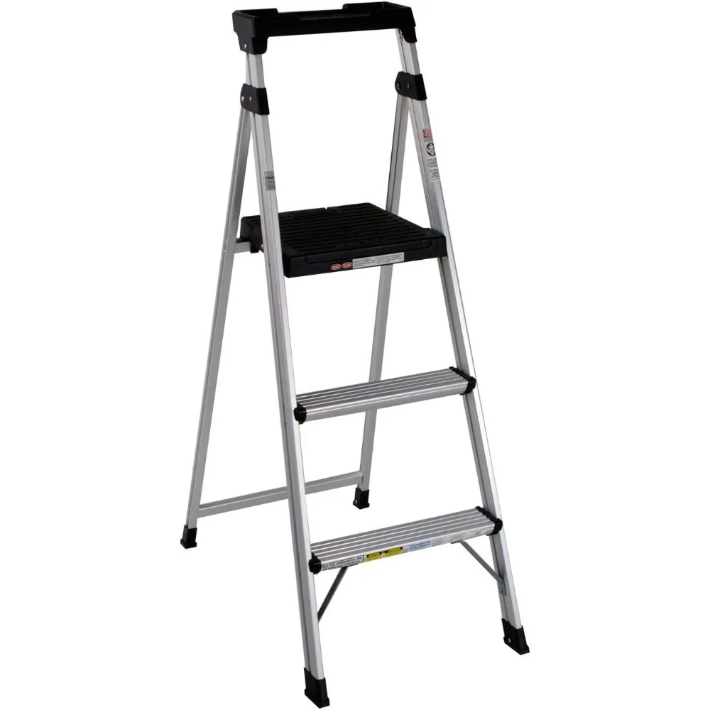3-Step Lightweight Aluminum Folding Step Ladder with Non-Marring Leg Tips, Slip-Resistant Platform, ANSI Rated 225 lbs, Home Fu
3-Step Lightweight Aluminum Folding Step Ladder with Non-Marring Leg Tips, Slip-Resistant Platform, ANSI Rated 225 lbs, Home Fu