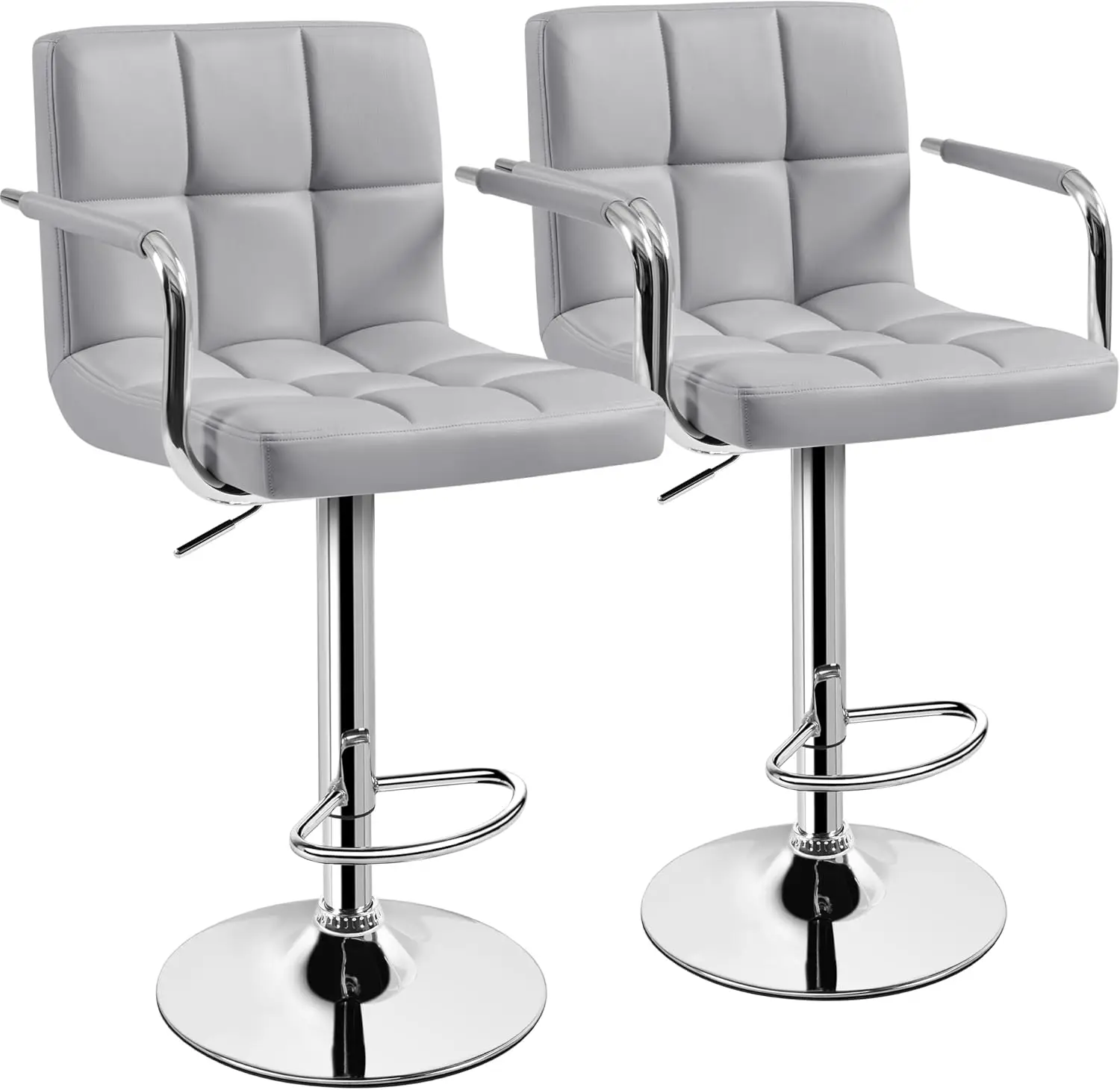 Bar Stools Set of 2, PU Leather, Adjustable Swivel, Counter Height, with Armrest and Back,
Bar Stools Set of 2, PU Leather, Adjustable Swivel, Counter Height, with Armrest and Back,