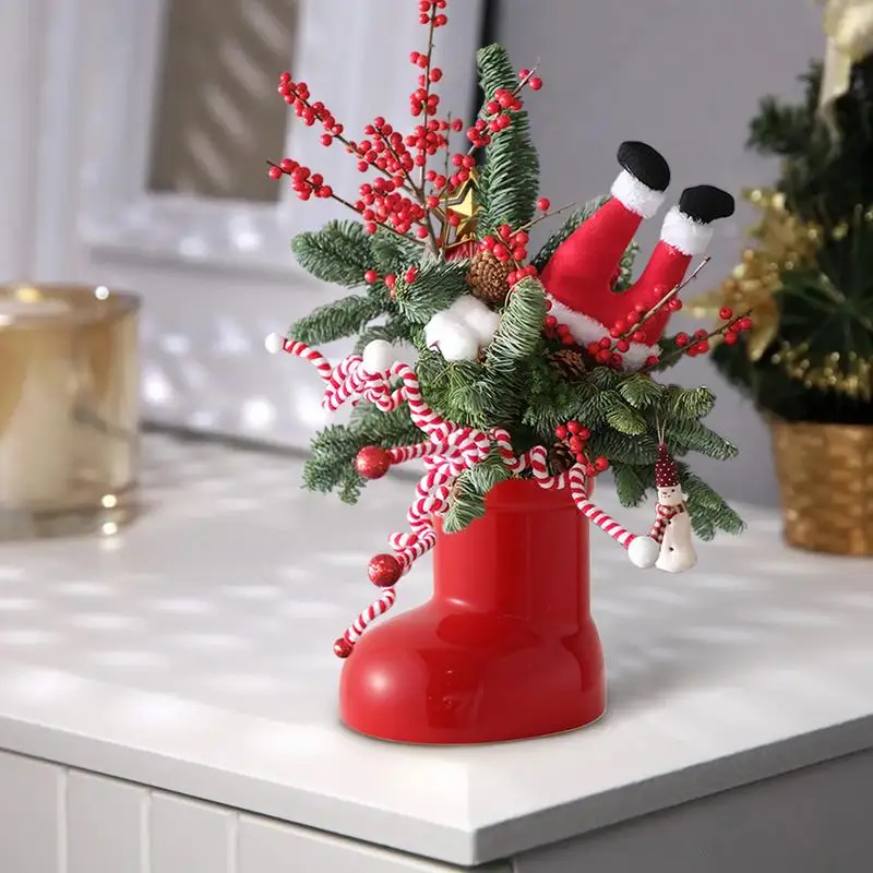 Christmas boot vase Christmas floral decorations Red ceramic boot-shaped vase for home holiday party tabletop decoration
Christmas boot vase Christmas floral decorations Red ceramic boot-shaped vase for home holiday party tabletop decoration