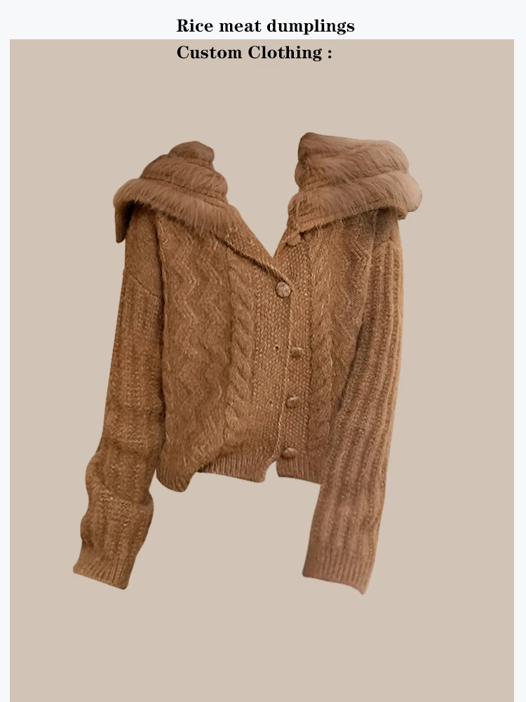 Korean Style Women's Knitted Sweater with Large Collar Short Coat Navy Collar Furry Trim 25 New Fashion Autumn Winter Wear
Korean Style Women's Knitted Sweater with Large Collar Short Coat Navy Collar Furry Trim 25 New Fashion Autumn Winter Wear