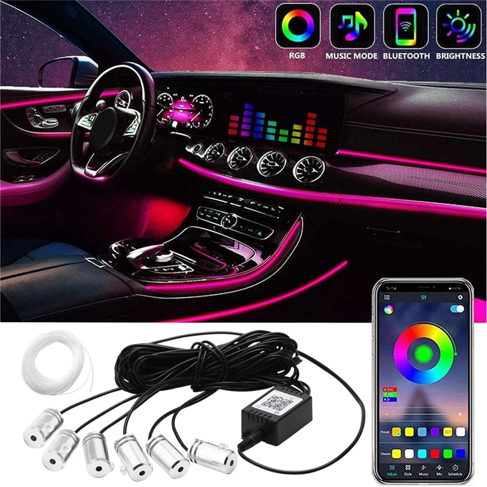 Car Interior Ambient RGB LED Strip Light 6 in 1 DIY Kit App Bluetooth Control 8M Fiber Optic Atmosphere Decorative Flexible Lamp
Car Interior Ambient RGB LED Strip Light 6 in 1 DIY Kit App Bluetooth Control 8M Fiber Optic Atmosphere Decorative Flexible Lamp