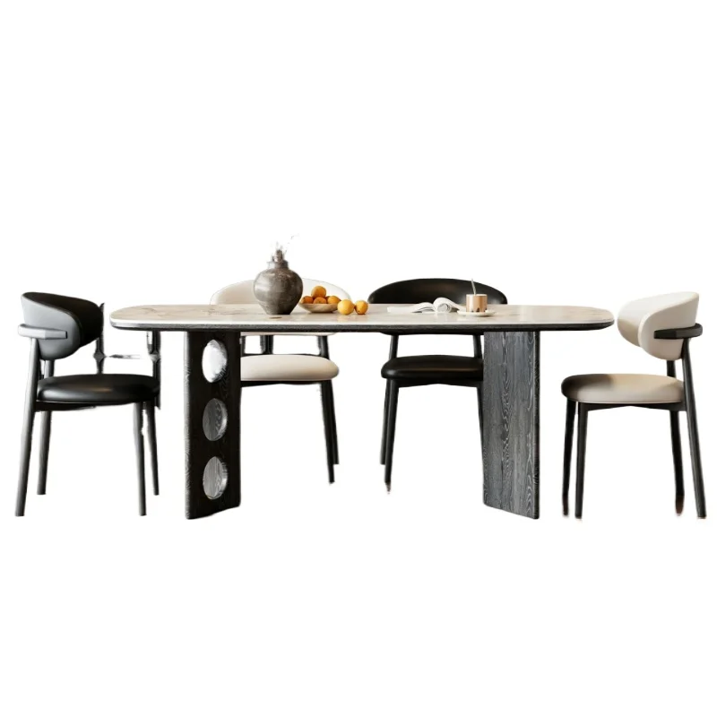 Medieval American solid wood travertine rock slab dining table 2025 new black high-end family household
Medieval American solid wood travertine rock slab dining table 2025 new black high-end family household