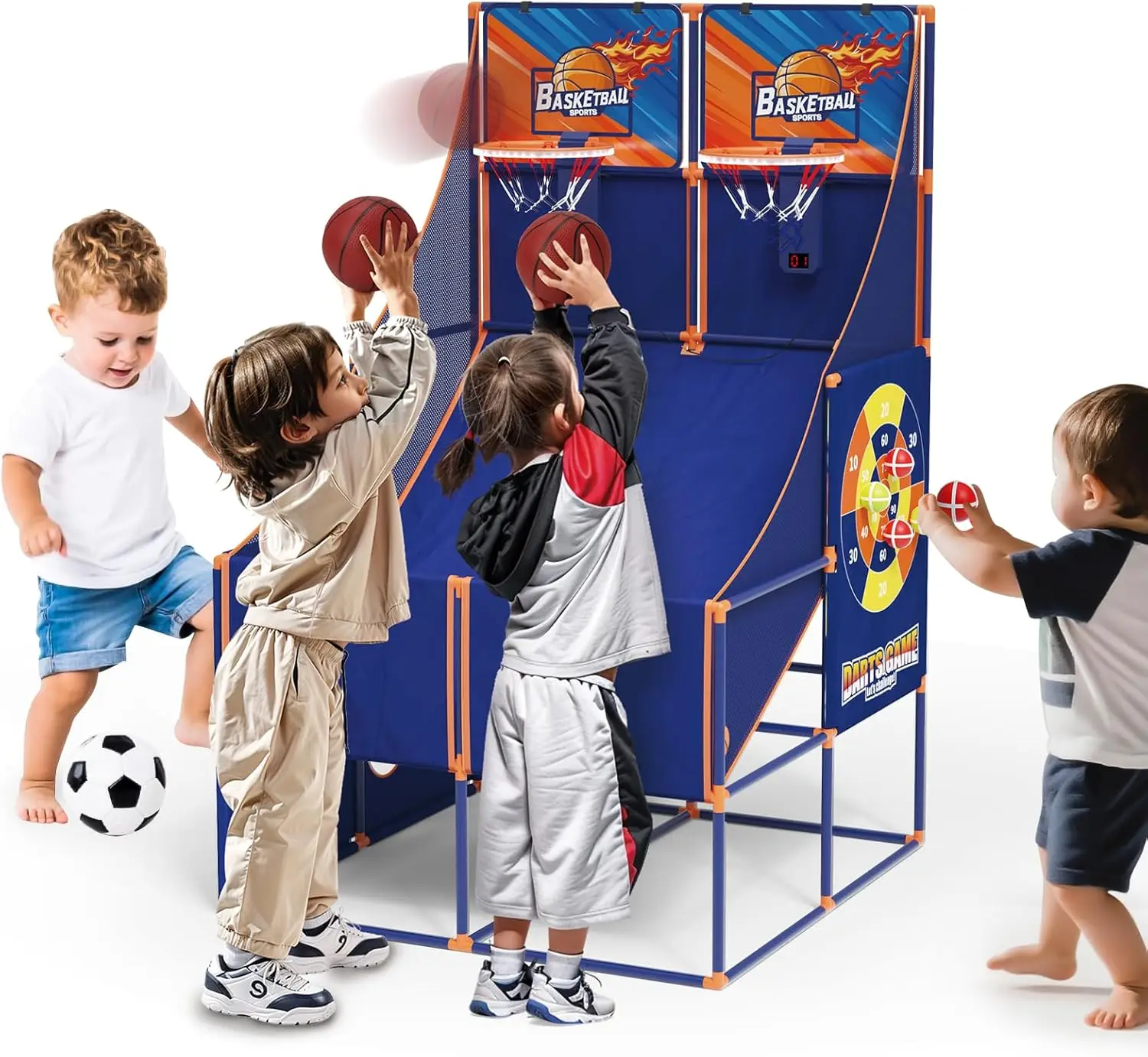 3-in-1 Basketball Arcade Game with Football and Darts for Indoor Outdoor Fun, Ages 3+
3-in-1 Basketball Arcade Game with Football and Darts for Indoor Outdoor Fun, Ages 3+