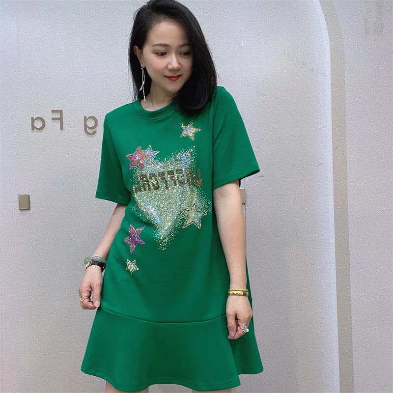 Summer New Women's Dress A-Line T-Shirt Short Sleeve Glitter Casual Cotton Natural Waist Skirt Elegant Women's Fashion Dress
Summer New Women's Dress A-Line T-Shirt Short Sleeve Glitter Casual Cotton Natural Waist Skirt Elegant Women's Fashion Dress
