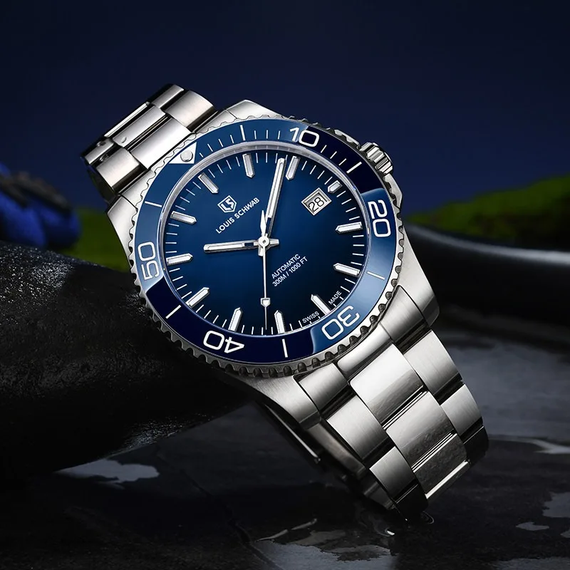 Louis Schwab Brand Swiss SW-200 Original Movement Automatic Men's Mechanical Watch with Super Luminous Diver 300m Sapphire 41mm
Louis Schwab Brand Swiss SW-200 Original Movement Automatic Men's Mechanical Watch with Super Luminous Diver 300m Sapphire 41mm