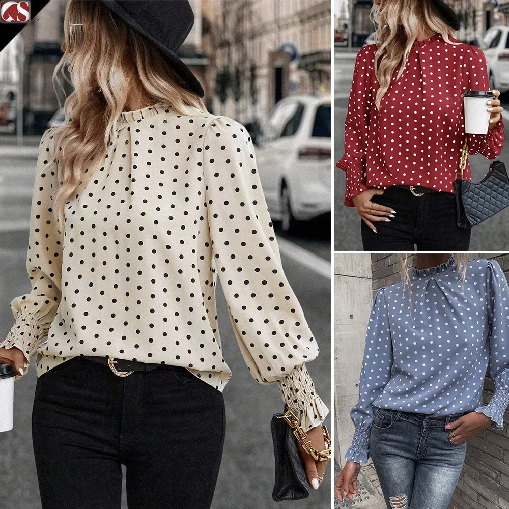 Women Spring Summer Shirt Dot Color O Neck Long Sleeve Sheath Casual Fashion Elegant Comfortable Regular Standard Fit Elegant 
Women Spring Summer Shirt Dot Color O Neck Long Sleeve Sheath Casual Fashion Elegant Comfortable Regular Standard Fit Elegant