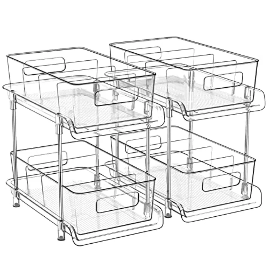 2-Tier Bathroom Organizer with Dividers Clear Under Sink and Pull-Out Cabinet Organizer for Kitchen and Pantry Storage
2-Tier Bathroom Organizer with Dividers Clear Under Sink and Pull-Out Cabinet Organizer for Kitchen and Pantry Storage