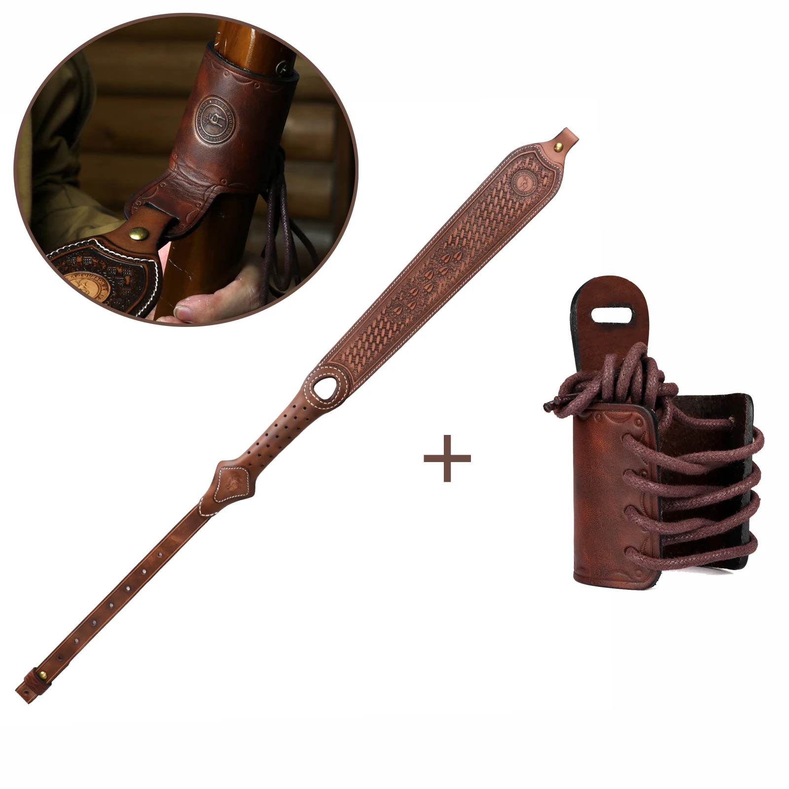 Tourbon leather Rifle Sling Non-Slip Shoulder Strap Length Adjustable Gun Sling Mount Loop Rifle Barrel Sleeve No-Drill (1 Set)
Tourbon leather Rifle Sling Non-Slip Shoulder Strap Length Adjustable Gun Sling Mount Loop Rifle Barrel Sleeve No-Drill (1 Set)