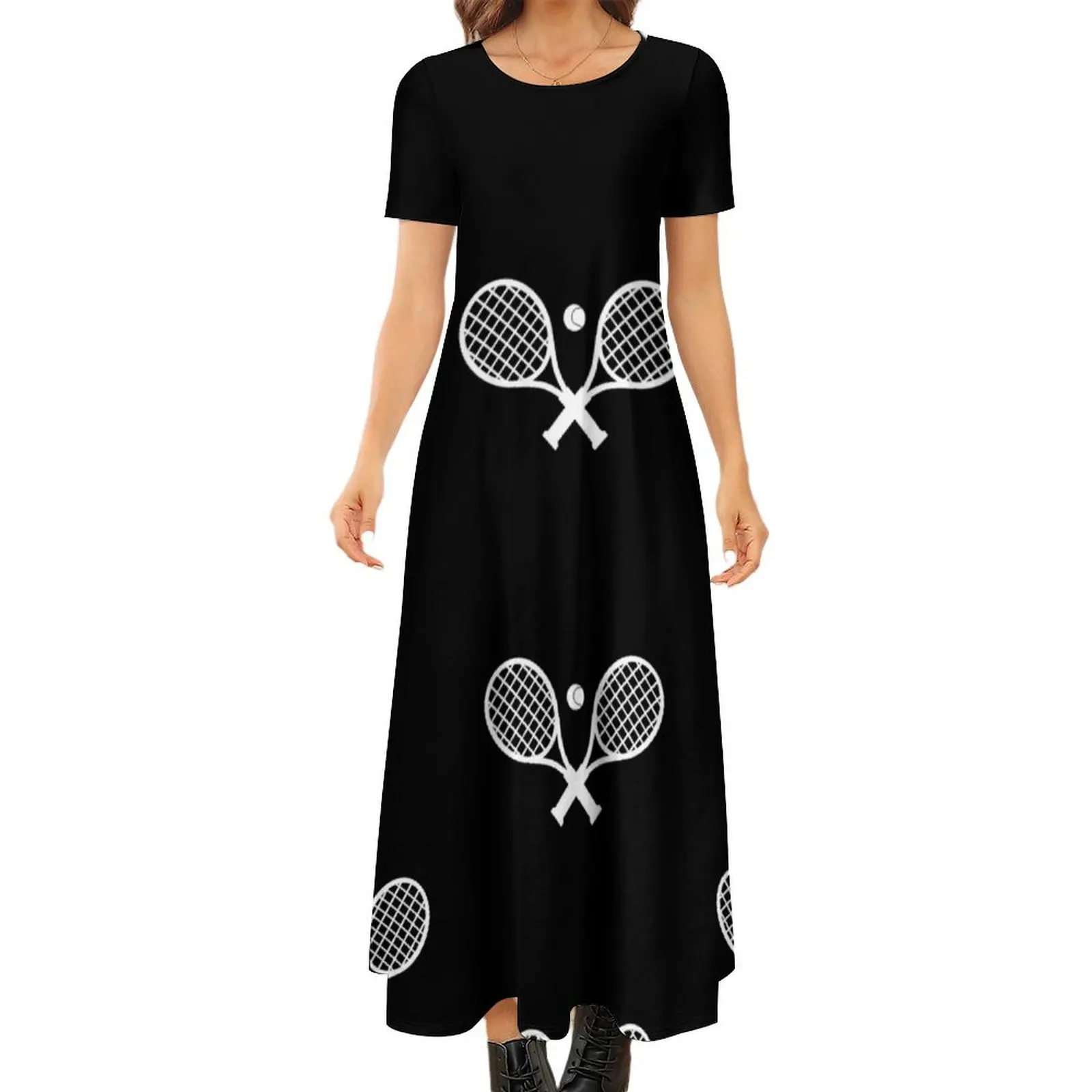 Tennis rackets Round Neck Short Sleeve Dress Long dress woman summer women"s dress 2024
Tennis rackets Round Neck Short Sleeve Dress Long dress woman summer women"s dress 2024