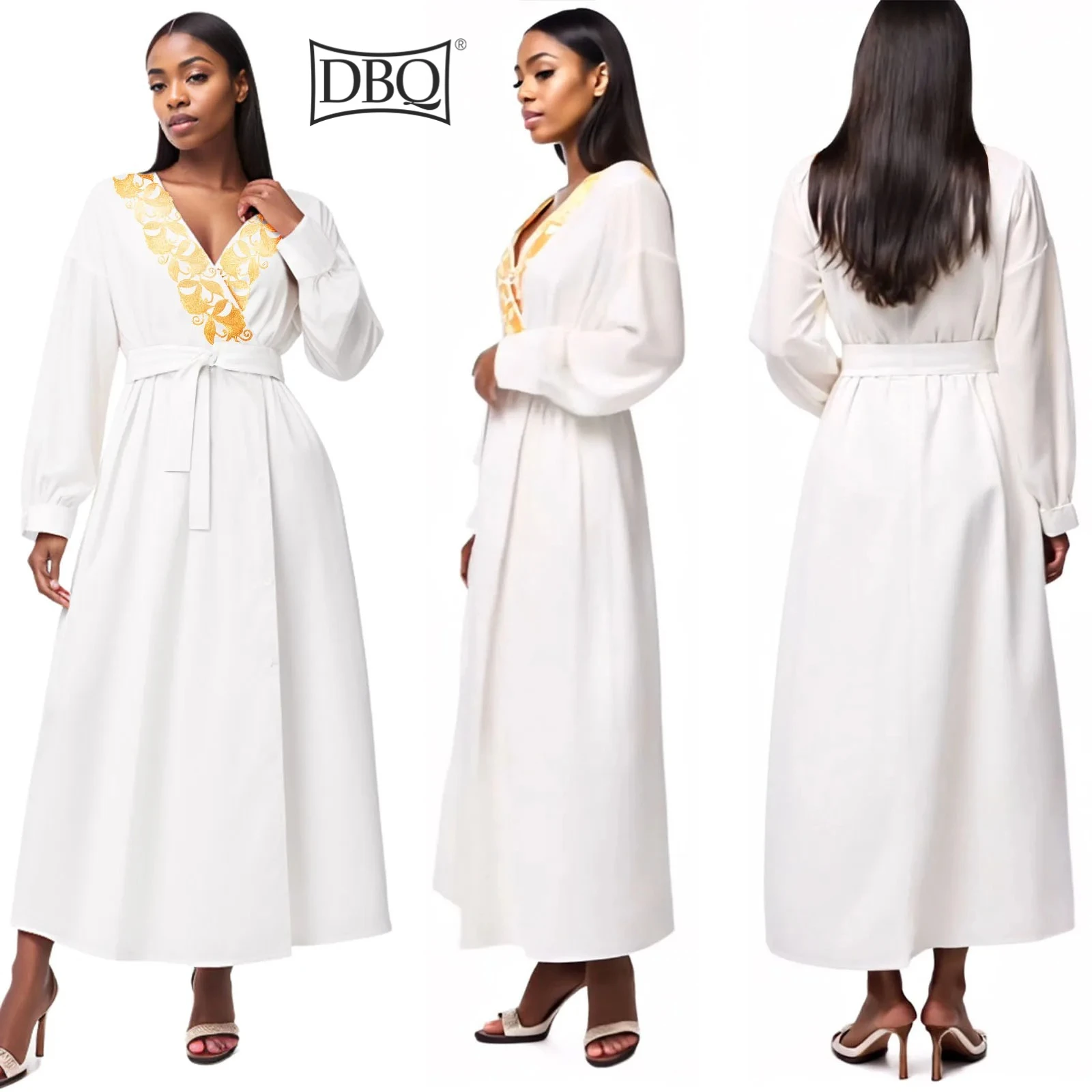 DBQ Women's African Style V-Neck High Waist A-Line Maxi Dress Embroidered Elegant Slip Dress 42012
DBQ Women's African Style V-Neck High Waist A-Line Maxi Dress Embroidered Elegant Slip Dress 42012