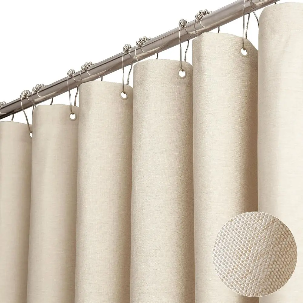 Extra Long abric Shower Curtain, 96 Inch Linen Textured Heavy Duty Cloth Shower Curtain Set with 12 Plastic Hooks, Large Hotel L
Extra Long abric Shower Curtain, 96 Inch Linen Textured Heavy Duty Cloth Shower Curtain Set with 12 Plastic Hooks, Large Hotel L
