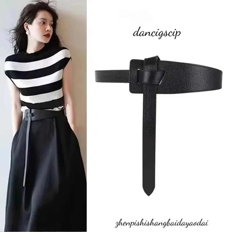 Women's Head Layer Cowhide Suit Belt Versatile Knot Decoration Fashionable Accessory for Matching Dress Sweater
Women's Head Layer Cowhide Suit Belt Versatile Knot Decoration Fashionable Accessory for Matching Dress Sweater